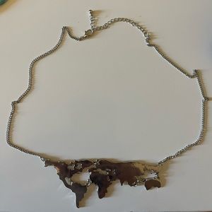 World Map silver necklace from Etsy